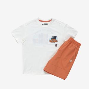 뉴발란스 KIDS 패턴 반팔티 4부 팬츠셋업 B1 NK9YF2702U 80 BM