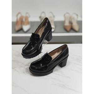 한슈 세이브존03 슈하 에나멜 블랙 로퍼 미들힐 7cm AGHS97545ctA