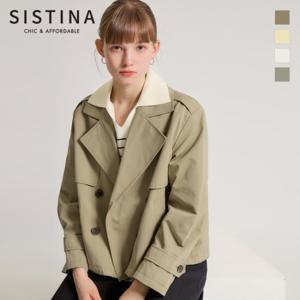 [SISTINA] 인기 플랩 더블 숏 트렌치코트_AWWBYO11020