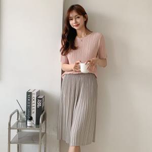 샵앤) 플리츠 여성 여름 이중주름 치마바지 BLE-WPT-3501-오트밀