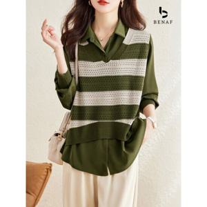 [베나프]리젠 니트조끼 레이어드 긴팔셔츠_BI3LS001