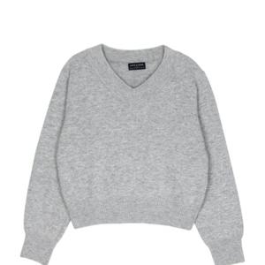 [파슨스] V-NECK PATCH KNIT LONG T-SHIRT_Gray  [SADQ9NI01]