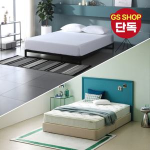 [지누스침대][Q] 트리샤 블랙 침대SET / 그린티 에어 하이브리드 25cm 침대 세트 프레임 퀸