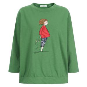 샵앤) 봄신상 여성 라운드넥 뚱냥이 국산 워싱 7부 티셔츠 WG-WSH-20317-그린