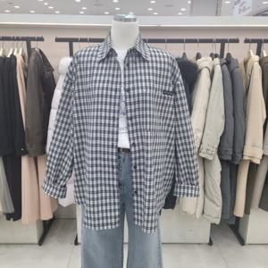 [온앤온]카라넥 루즈핏 체크셔츠 njw5s2260
