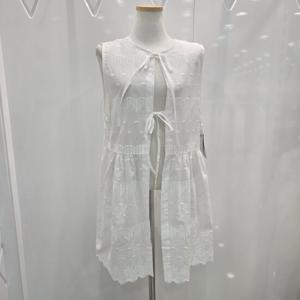[밸리걸]펀칭 레이스 민소매 롱 베스트 (811970) - 화이트