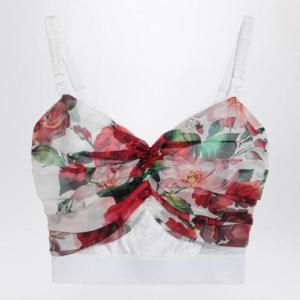 DOLCE&GABBANA 마키셋과 쉬폰 소재의 로즈 프린트 버스티에 탑 F7AX5TIS1Y6/Q_DOLCE-HA5PD