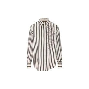 BRUNELLO CUCINELLI 플라워 자수 스트라이프 코튼 실크 셔츠 1971211