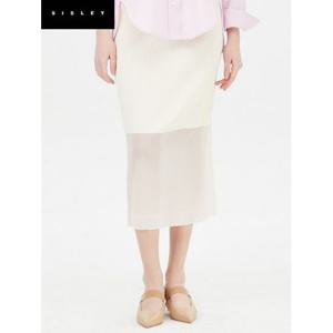 [시슬리]투명사 배색 주름 스커트_SAKS01411