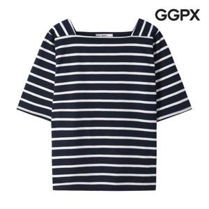 [지지피엑스]스퀘어넥 스트라이프 5부 반팔 티셔츠 (GP3TS017F)