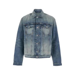 KENZO Kenzo Pop Blue Jacket with Logo Patch on the Rear and Maxi Logo on the Rear in Denim Man FF55DV3026I7DS