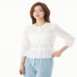 [플라스틱아일랜드] 아일렛 콩단추 스트링 블라우스 PR2WB431