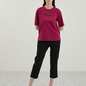 올리비아로렌 H 레터링 원포인트 티셔츠 VVBAS4M3361