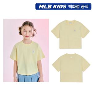 [MLB키즈PG] 베이직 여아 스몰로고 크롭 아동 티셔츠 7FTSB0553-07YEL