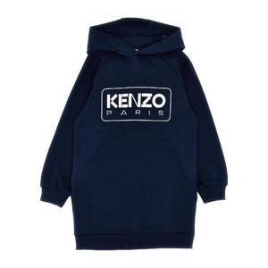 KENZO KIDS 로고 프린트 후드 드레스 K60683NAVY