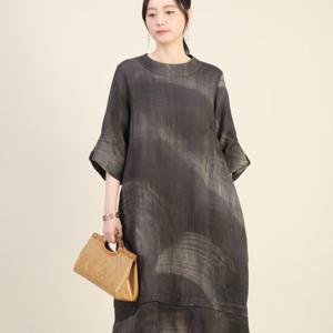 애비뉴투지 엄마옷 인견 나염 주름지 여름 칠부 항아리 가오리 원피스 K05519