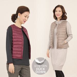 애비뉴투지 엄마옷 포근포근 오리털 경량 패딩 조끼 V09044