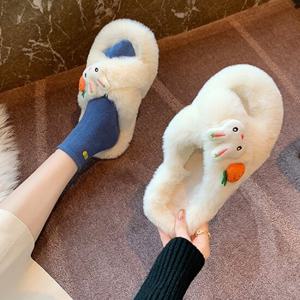 [갓샵]토끼 당근 털슬리퍼 실내화 2size [귀여운 여성 예쁜 퍼