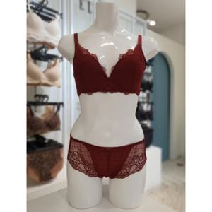 엘르이너웨어_레이스 노와이어 레드 브라팬티세트 ECWBR772RD ECWBP772RD