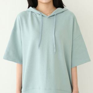 샵앤) 보보 여성 5부 반팔 후드 면 티셔츠 AMI-WSH-3264-베이지