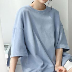 샵앤) 파우더 여성 5부 반팔 면 티셔츠 AMI-WSH-3265-퍼플