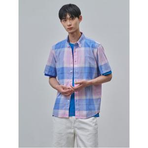 [빈폴멘] 아사면 헤릿체크 반소매 셔츠  핑크 (BC4465C34X)