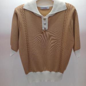 Latium HC06 데일리 이중컬러 5부소매 케라인 카라 반팔 깔끔한 니트티 T2552sw01B