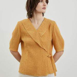 올리비아로렌 H 브이넥 랩 블라우스 VOCNS4M4331