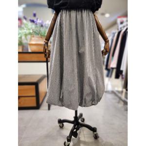 스테파니 세이브존01 고방 체크 벌룬 밴딩 롱 스커트 A25SK5204