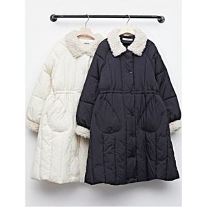 [위시드]데일리 스트링 양털 배색 롱 패딩 점퍼 (WIADJP072)