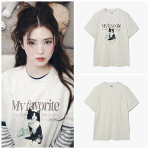 [휠라] FILA 한소희 착용 MY 티셔츠 오버핏 고양이 티셔츠 FS252RS01F001