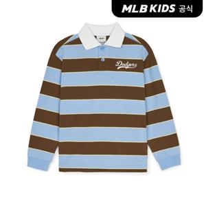 [택가89,000원][MLB키즈 공식] 25SS 바시티 스트라이프 럭비 셔츠 LA (Sky blue) 7APQV0151-07SBS