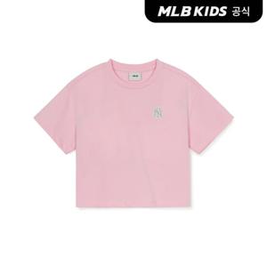 [MLB키즈 공식] 25SS 베이직 여아 스몰로고 크롭 티셔츠 NY (Mg.Pink) 7FTSB0553-5