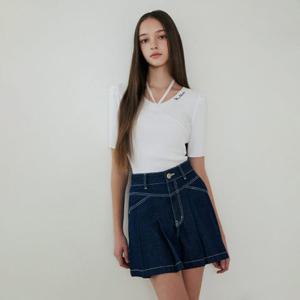 [에고이스트] ER2OKH02 [BLUE LABEL] V넥 스트랩 슬림 반팔 풀오버 니트
