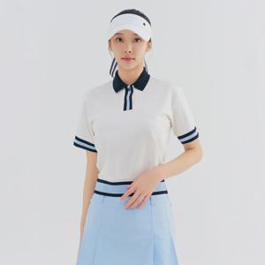 [레노마골프] 여성 요꼬 카라 배색 반팔 티셔츠 RWTPN6104-101