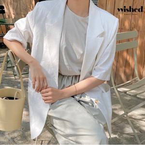[위시드]린넨 투 버튼 반팔 자켓 (WIBBJK017)