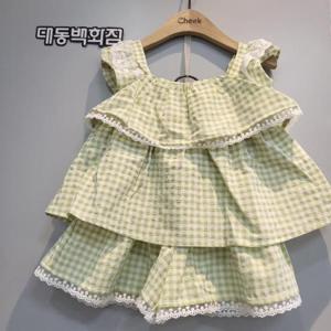 치크 DP01 체크 블라우스 바지세트 CKRT2542G