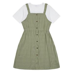 [소이]여아 체크 레이어드 반팔 원피스 21M1855_GN