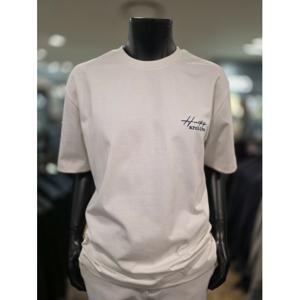 [바쏘옴므] Z2KR25A S/S 아이보리 백프린팅 세미오버핏 반소매