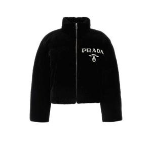 PRADA 블랙 시어링 다운 재킷 58A0681H44 F0002