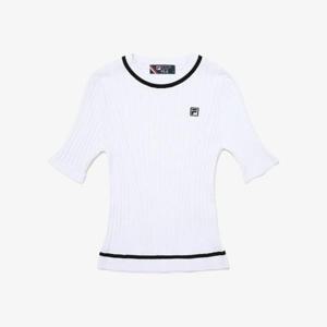 [휠라]니트 사선 라운드 티셔츠 (FS2RSG2371F_WHI)