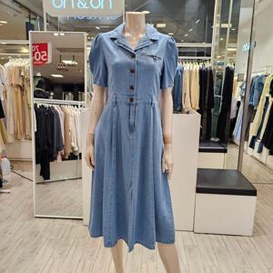 [온앤온] 카라넥 허리밴딩 데님 원피스 NJJ4MO493