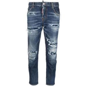 디스퀘어드2 디스트레스드 로고 패치 크롭 진 S72LB0663S30789