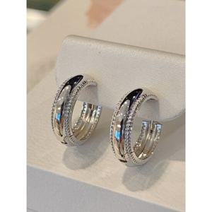 미니골드 14K [어썸 베이직] 밀그레인 원터치 귀걸이(17MM) EJIM4172 (화이트골드)