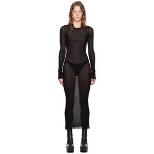 25 SS 릭오웬스 여성 블랙 포터빌 골지 미디 드레스 242232F054018