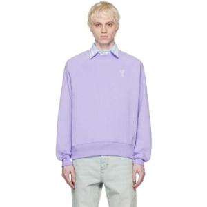 AMI Paris 스웨트셔츠 SSENSE 익스클루시브 퍼플 아미 드 꾀흐 스웨트셔츠 231482M204026