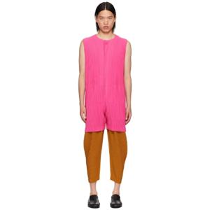 Homme Plisse Issey Miyake 반바지 핑크 컬러풀 플리츠 롬퍼 242729M193001