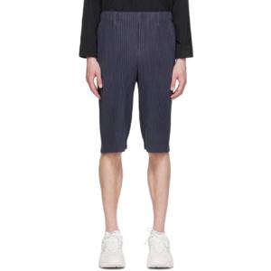 Homme Plisse Issey Miyake 반바지 네이비 테일러드 플리츠 2 쇼츠 241729M193001