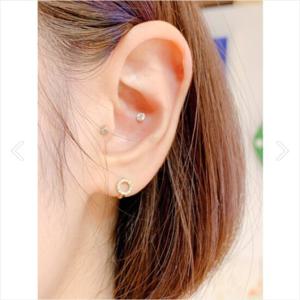 미니골드 14k 우물큐빅 피어싱 2.5MM ENOM4037 (화이트)