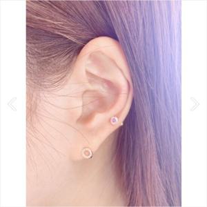 미니골드 14K 오로라 피어싱 화이트 4MM ENOM4073